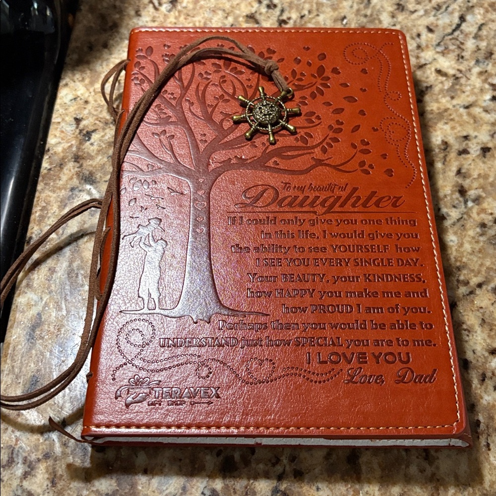 Embossed Brown Leather Journal Cover for daughter‎